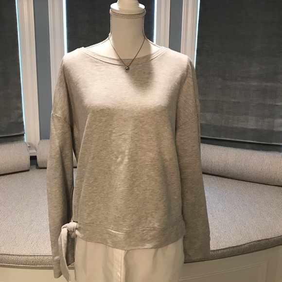 Sanctuary Sweatshirt, Gray and White, Tie on Side, Size Large (LA) - Picture 2 of 6